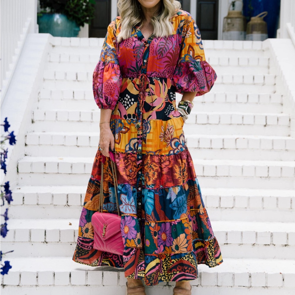 FARM RIO x Anthropologie Button Front Maxi Dress